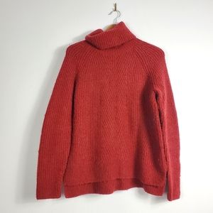 MADEWELL Oversize Red Chunky Knit Turtleneck Sweater